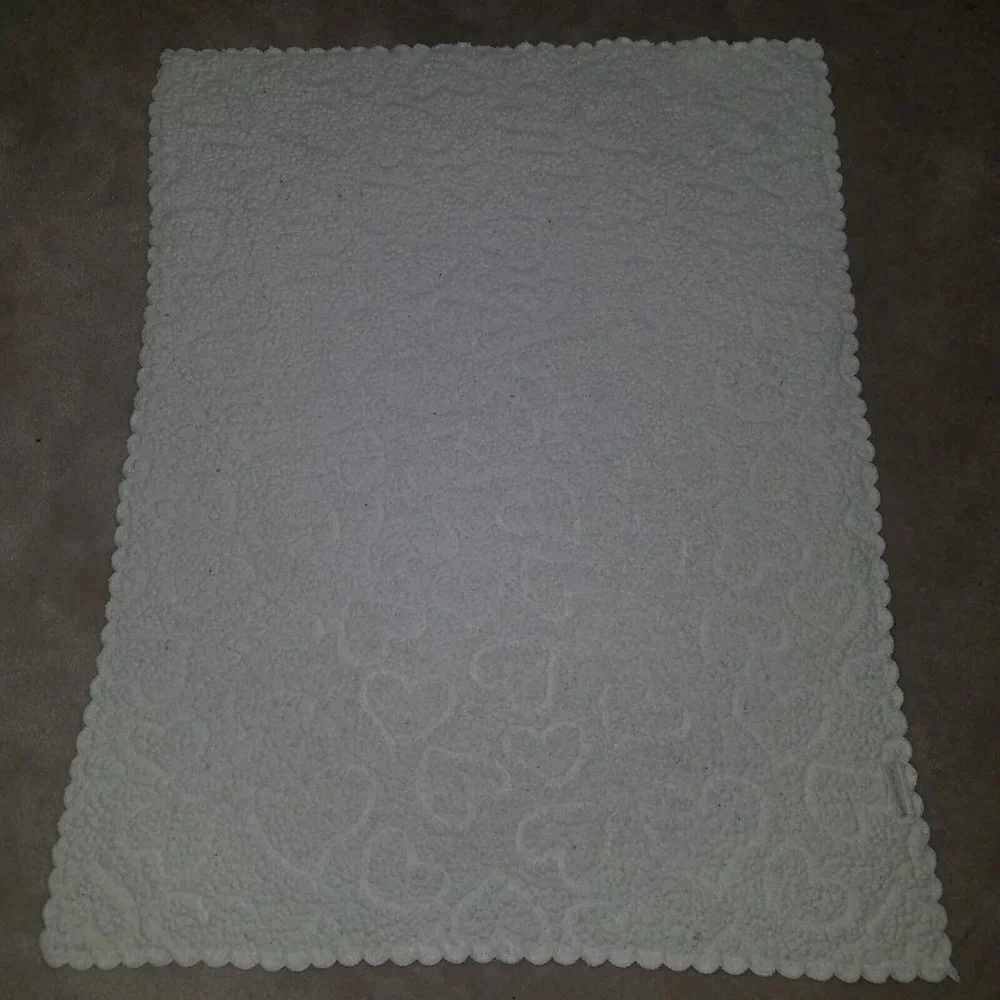 Mon Lapin Pink Hearts Fleece Baby Blanket Lovey White Sherpa Scalloped Edges